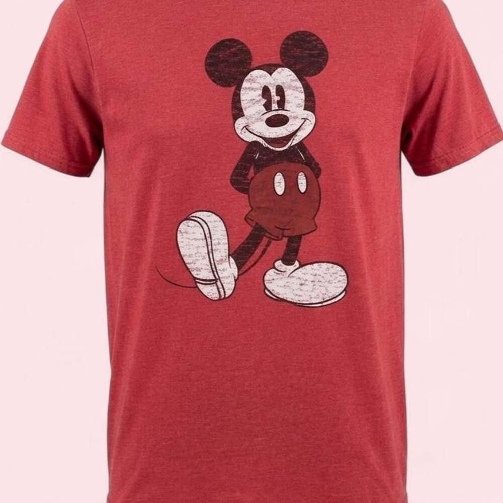 Disney Mickey Mouse Vintage Distressed Graphic Heather Red T-Shirt